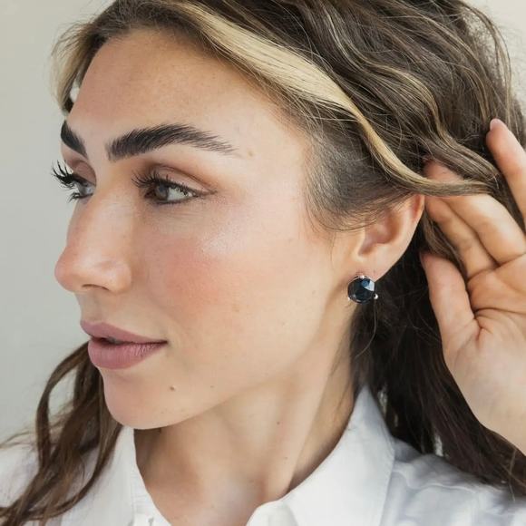 New Plunder "Harper" Turquoise and Black Stud Earrings (.5") - Picture 4 of 5